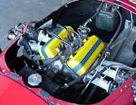 The Dagrada engine. Note the intake setup and split exhausts.